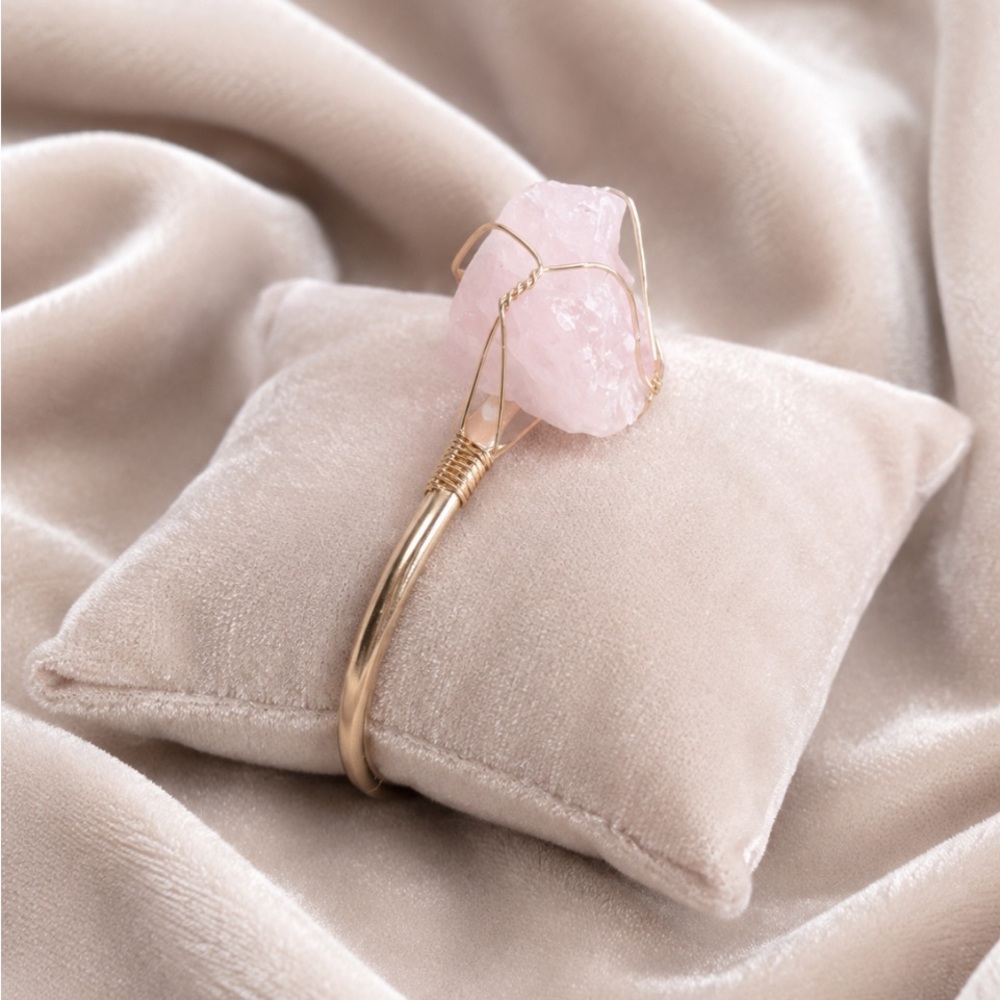 Pink Rose Quartz Stone Radiance Cuff Bracelet 💥🆕💥